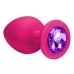 Большая розовая анальная пробка Emotions Cutie Large с фиолетовым кристаллом - 10 см фиолетовый 