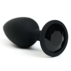 Черная анальная пробка с черным стразом - 7,6 см черный 