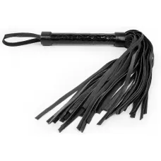 Черная многохвостовая плеть с круглой гладкой ручкой - 38 см черный 