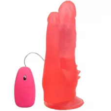 Розовый анально-вагинальный вибромассажёр с проводным пультом - 17 см розовый 