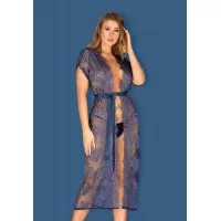 Роскошный кружевной пеньюар Flowlace синий L-XL
