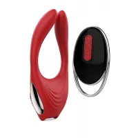 Красное эрекционное кольцо EROS с пультом ДУ красный 