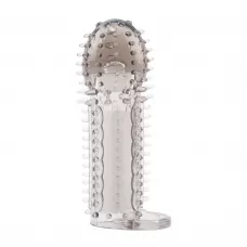 Насадка-удлинитель с кольцом для мошонки Nubby Sleeve - 12 см дымчатый 