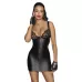 Мини-платье с кружевным лифом и двусторонней молнией Powerwetlook mini-dress with lace chest and 2-way zipper черный L