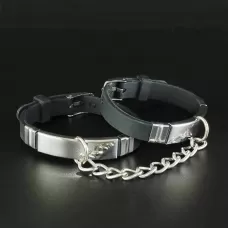 Черные силиконовые наручники с серебристой цепочкой черный с серебристым 