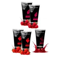 Набор из 5 съедобных лубрикантов JUJU (клубника х 2, малина х 2, вишня  