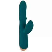 Зеленый вибратор-кролик с подвижным кольцом Thumping Rabbit Vibrator - 22,7 см зеленый 