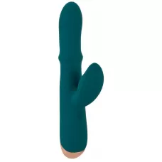 Зеленый вибратор-кролик с подвижным кольцом Thumping Rabbit Vibrator - 22,7 см зеленый 