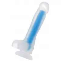 Прозрачно-синий фаллоимитатор, светящийся в темноте, Steve Glow - 20 см синий 