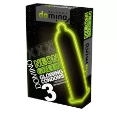 Презервативы DOMINO Neon Green со светящимся в темноте кончиком - 3 шт  