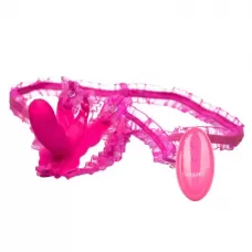 Розовая вибробабочка на ремешках Silicone Remote Venus Penis розовый 