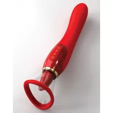 Красный двухсторонний вибростимулятор Ultimate Pleasure 24K Gold Luxury Edition - 25 см красный 