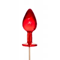 Красный леденец в форме малой анальной пробки со вкусом виски красный 