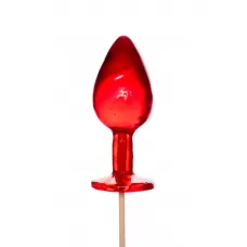 Красный леденец в форме малой анальной пробки со вкусом виски красный 