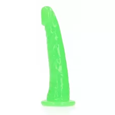 Зеленый люминесцентный фаллоимитатор на присоске - 17,5 см зеленый 