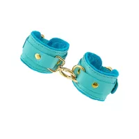Голубые двуслойные кожаные наручники-браслеты голубой 
