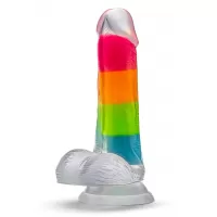 Яркий люминесцентный фаллоимитатор Rainbow Rave - 16,5 см разноцветный 