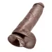 Коричневый фаллоимитатор-гигант на присоске 11  Cock with Balls - 28 см коричневый 