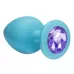Большая голубая анальная пробка Emotions Cutie Large с фиолетовым кристаллом - 10 см фиолетовый 