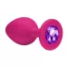 Малая розовая анальная пробка Emotions Cutie Small с фиолетовым кристаллом - 7,5 см фиолетовый 