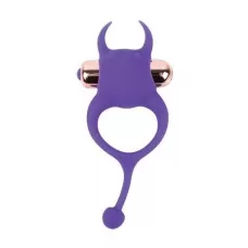 Фиолетовое эрекционное виброкольцо с рожками и хвостиком фиолетовый 