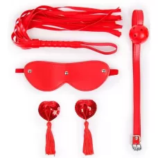 Пикантный набор БДСМ из 4 предметов в красном цвете красный 