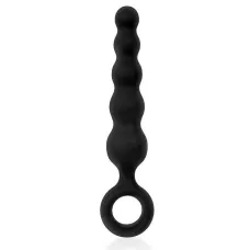 Черный анальный стимулятор-елочка с ограничительным колечком - 8,5 см черный 