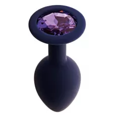 Черничная анальная пробка с фиолетовым кристаллом Gamma S - 7,2 см фиолетовый 
