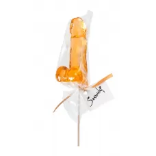 Оранжевый леденец в форме пениса со вкусом аморетто оранжевый 