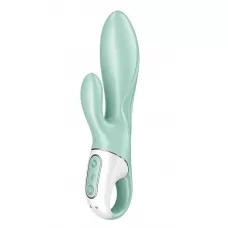 Зеленый вибратор-кролик Satisfyer Air Pump Bunny 5+ с функцией расширения - 20,4 см зеленый 