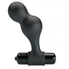 Черная анальная пробка с вибрацией Silicone Vibrating Anal Plug - 10 см черный 
