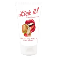 Лубрикант на водной основе Lick it! Sparkling Wine and Strawberry с ароматом клубники и шампанского - 50 мл  