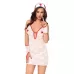 Ажурный костюм медсестры: сорочка, трусики-стринг, перчатки и чепчик белый S-M