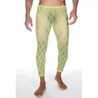 Мужские ажурные легинсы цвета лайма лаймовый L-XL