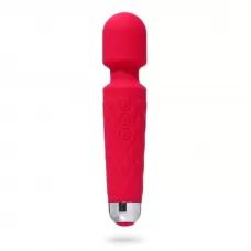 Красный жезловый вибромассажер с рифленой ручкой - 20,4 см красный 