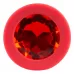 Красная силиконовая анальная пробка с красным кристаллом Joy - 7,2 см красный 