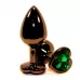 Черная коническая анальная пробка с зеленым кристаллом-сердечком - 8 см зеленый 