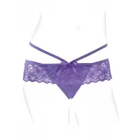 Фиолетовые трусики с вибропулей и пультом Crotchless Panty Thrill-Her фиолетовый S-M-L