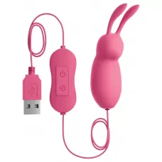 Розовая, работающая от USB вибропуля в форме кролика Cute розовый 