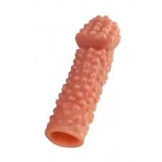 Реалистичная насадка на пенис с бугорками - 16,5 см телесный 