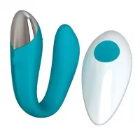Бирюзовый вибратор для пар Fera с пультом ДУ бирюзовый 
