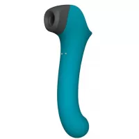 Бирюзовый вакуумный вибростимулятор с нагреваемой ручкой Halo 2 - 22,5 см бирюзовый 