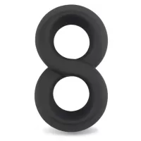 Черное двойное эрекционное кольцо Ultra Soft Platinum Cure Silicone Cockring черный 