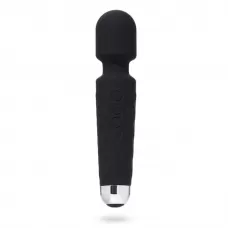 Черный жезловый вибромассажер с рифленой ручкой - 20,4 см черный 