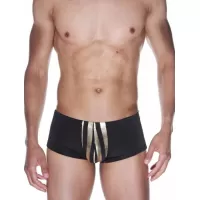 Мужские трусы-хипсы с золотистыми полосками черный с золотистым S-M