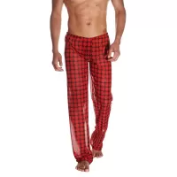 Мужские свободные брюки в крупный горох красный с черным S-M