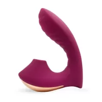 Сливовый L-образный вибромассажёр с вакуумной стимуляцией 3,5’’ Silicone Billow Suction Lover сливовый 