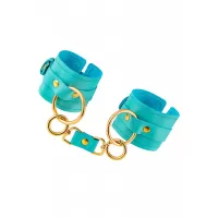 Голубые однослойные кожаные наручники голубой 