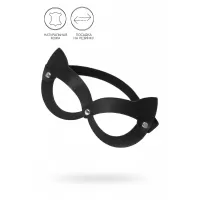 Черная открытая маска с ушками кошки черный 