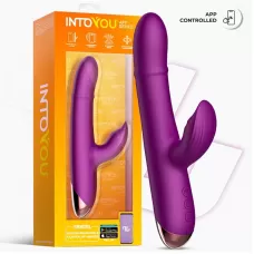 Фиолетовый интерактивный вибратор-кролик с кольцом из бусин и пульсацией Sendel фиолетовый 